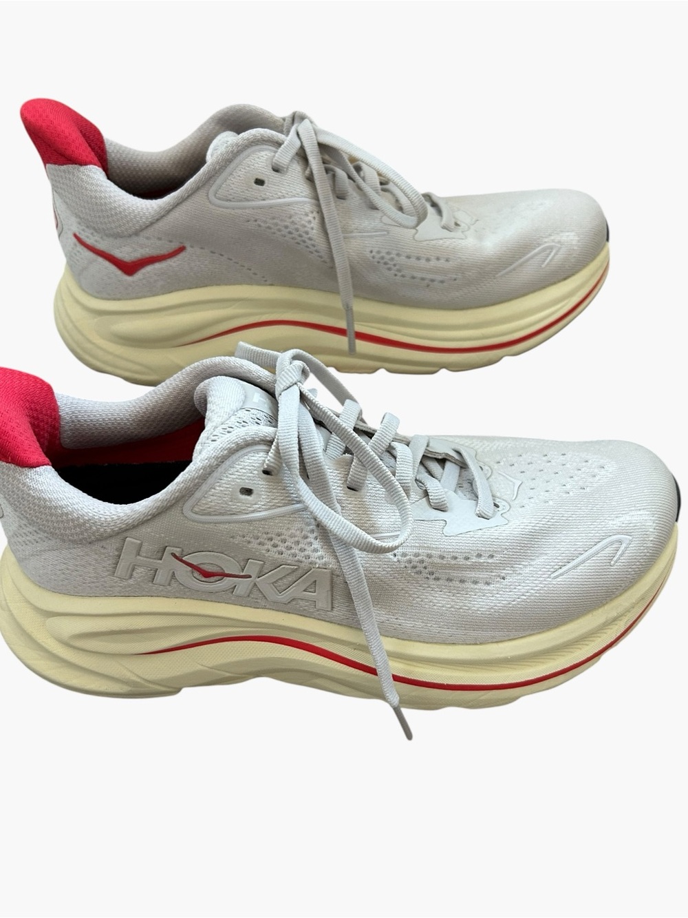 HOKA Women’s Clifton 10 Running Shoe Stucco/ Cerise Colorway Size 6